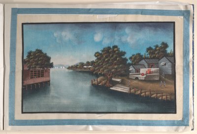 Album zawierający dwanaście obrazów przedstawiających sceny wzdłuż rzeki autorstwa Anglo-Chinese School