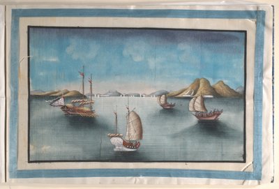 Album zawierający dwanaście obrazów przedstawiających sceny wzdłuż rzeki autorstwa Anglo-Chinese School