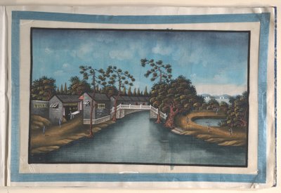 Album zawierający dwanaście obrazów przedstawiających sceny wzdłuż rzeki autorstwa Anglo-Chinese School