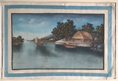 Album zawierający dwanaście obrazów przedstawiających sceny wzdłuż rzeki autorstwa Anglo-Chinese School