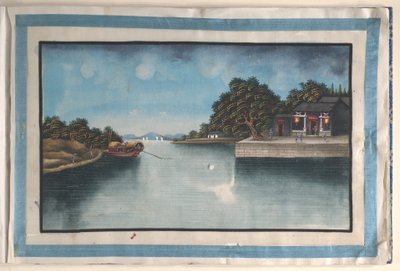 Album zawierający dwanaście obrazów przedstawiających sceny wzdłuż rzeki autorstwa Anglo-Chinese School