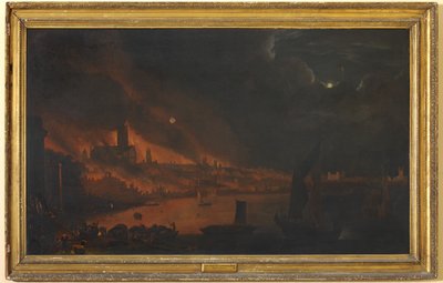 Wielki pożar Londynu, ok. 1666-1700 (olej na płótnie) autorstwa Anglo-Dutch School