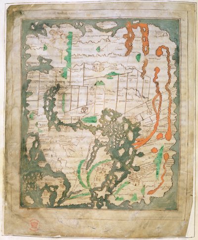 Cott Tib B V część 1 f.56v Prostokątna mapa świata, ok.1030 (welin) autorstwa Anglo Saxon