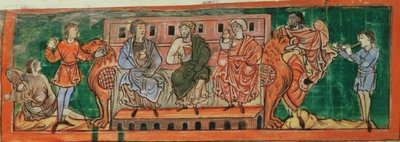Cott Tib B V f.4v Arystokraci, w przeddzień Domesday, z Kalendarza, ok. 1030 (welum) autorstwa Anglo Saxon
