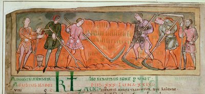 Cott Tib B V f.6v Zbiór, z kalendarza, ok. 1030 (welum) (detal 41681) autorstwa Anglo Saxon