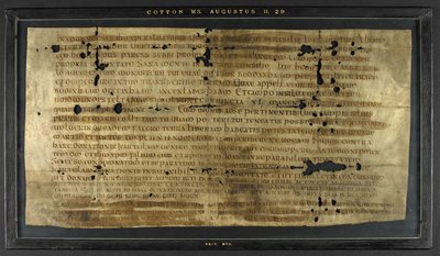 Nadanie Hodilredusa (Æthelred), krewnego króla Sebbiego ze wschodnich Sasów (fl. 685-706), Hedilburgowi (Æthelburg), ksieni autorstwa Anglo-Saxon Anglo-Saxon