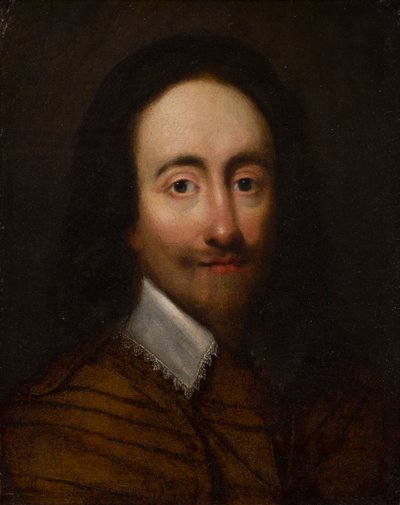 Portret króla Karola I (olej na srebrnej pozłacanej skórze) autorstwa Anglo Flemish School