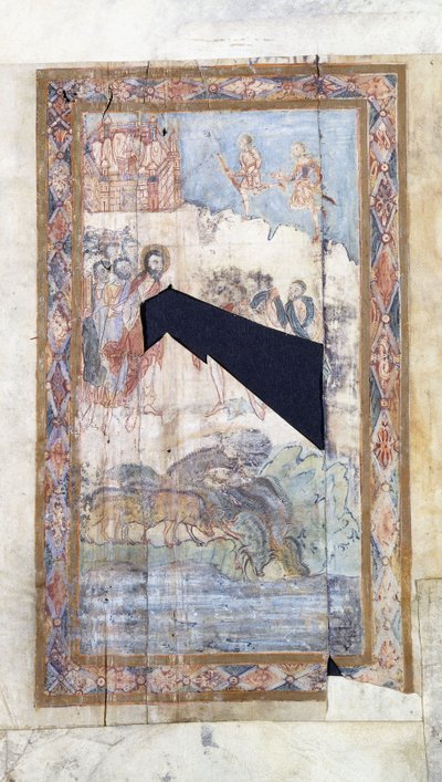 Cud Gadareńczyka w formie kreskówki, ok. 1000 rne autorstwa Anglo Saxon