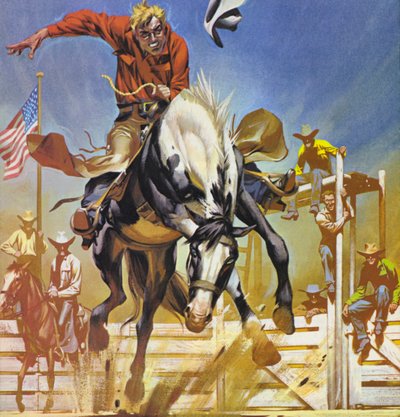 Amerykański jeździec bronco (kolorowa litografia) autorstwa Angus McBride