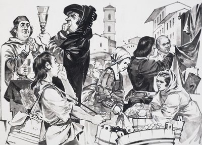 Florentine Trading (gwasz na papierze) autorstwa Angus McBride