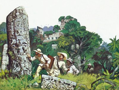 Zaginione miasta w dżungli Ameryki Środkowej (kolorowa litografia) autorstwa Angus McBride