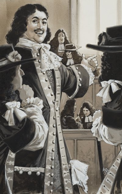 Piotr Wielki (1672-1725) na dworze (gwasz na papierze) autorstwa Angus McBride