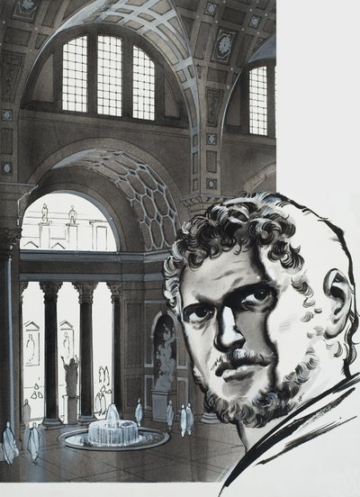 Łaźnie Karakalli (gwasz na papierze) autorstwa Angus McBride