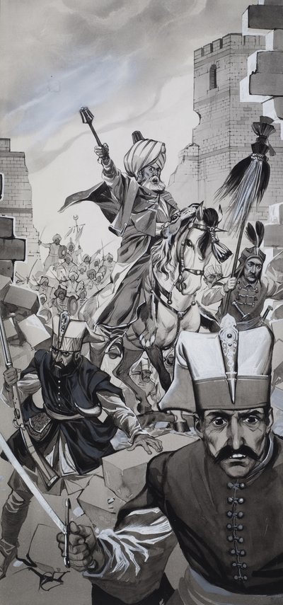 Upadek Konstantynopola (gwasz na papierze) autorstwa Angus McBride