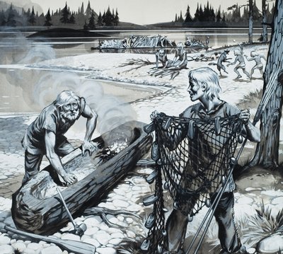 Leśni mieszkańcy Skandynawii (gwasz na papierze) autorstwa Angus McBride