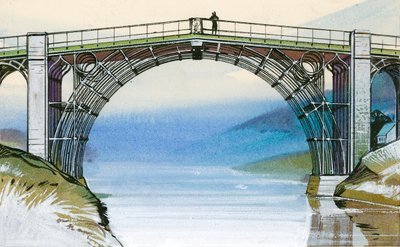 Pierwszy żelazny most w Wielkiej Brytanii, w Ironbridge Gorge autorstwa Angus McBride