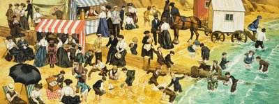 Wiktoriańska lub edwardiańska scena na plaży autorstwa Angus McBride