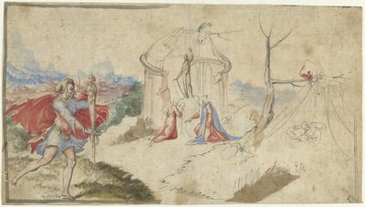 Scena mitologiczna (Eneasz ucieka z Troi?) autorstwa Aniello Redita