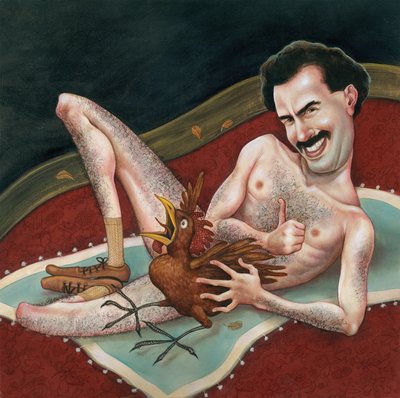 Borat, 2006 (akryl na płycie ilustracyjnej) autorstwa Anita Kunz