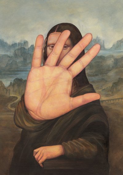 Bez zdjęć proszę!, 2022 (akryl na płycie ilustracyjnej) autorstwa Anita Kunz