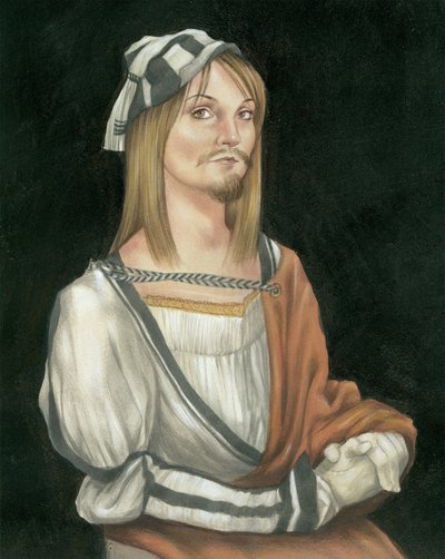 Autoportret z zarostem, 2011 (farba akrylowa na płycie ilustracyjnej) autorstwa Anita Kunz