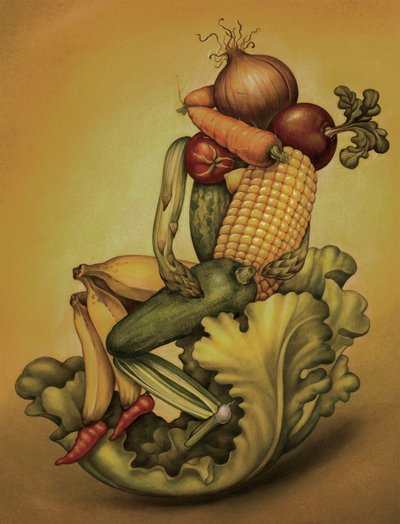 Vegan Kiss, 2010 (farba akrylowa na płycie ilustracyjnej) autorstwa Anita Kunz