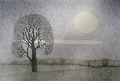 Lutowy Księżyc, 2010 (kolorowy ołówek na papierze) autorstwa Anna Phillips