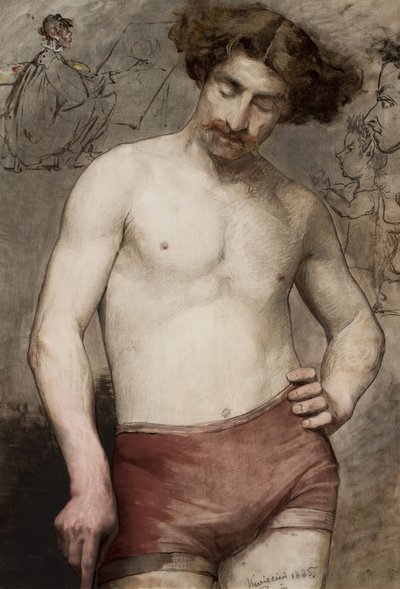 Polish: Półakt męski - studium Study of a semi-nude male autorstwa Anna Bilińska Bohdanowicz