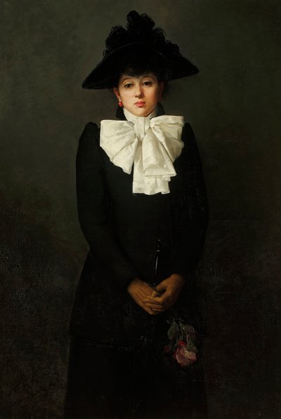 Portret młodej kobiety z różą w dłoni autorstwa Anna Bilińska Bohdanowicz