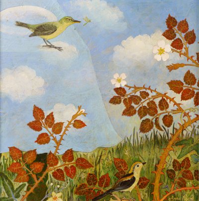 Ptaki na chmurze, 2023 (akryl) autorstwa Anna Pugh