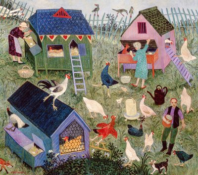Zbieranie jajek, 2003 (akryl) autorstwa Anna Pugh