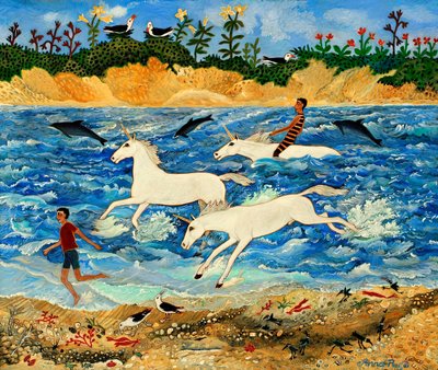 Ćwiczenie jednorożca, 2012 (akryl) autorstwa Anna Pugh