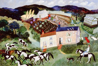 Zbieranie ziemniaków, 2001 (akryl) autorstwa Anna Pugh