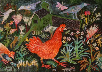 Red Hen Run, 2018 (akryl) autorstwa Anna Pugh