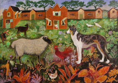 Czerwony kogut, 2019 (akryl) autorstwa Anna Pugh