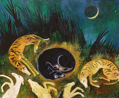 Śpiące psy, 2017 (akryl) autorstwa Anna Pugh