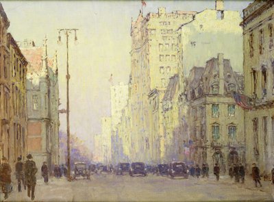5th Ave, at 57th Street, ok. 1918 (olej na płótnie) autorstwa Anna Richards Brewster