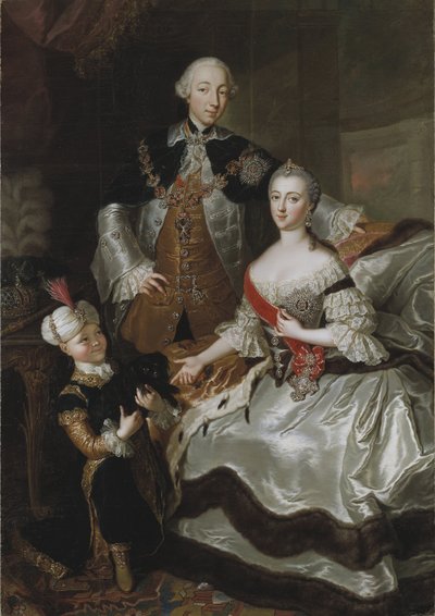 Piotra III Fiodorowicza, cesarza Rosji i Katarzyny Aleksiejewnej (Kat. II) - Portret wielkiego księcia Piotra Fiodorowicza i wielkiej księżnej Katarzyny Aleksiejewny, autorstwa Lisiewskiej, Anny Rozyny (1713-1783). olej na płótnie autorstwa Anna Rosina Lisiewska