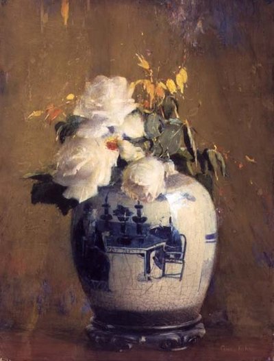 Białe róże, przed 1922 (akwarela na tekturze) autorstwa Anna S. Fisher