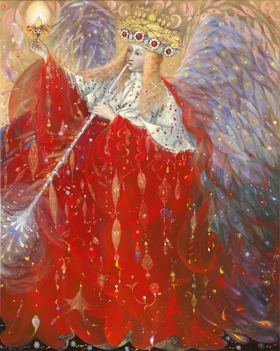 Anioł życia, 2009 (olej i złoto płatkowe na belgijskim płótnie) autorstwa Annael Anelia Pavlova