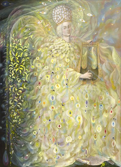 Anioł Mądrości, 2009 (olej i złoto płatkowe na belgijskim płótnie) autorstwa Annael Anelia Pavlova