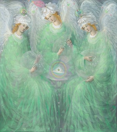 Objawienia wiosny (dyptyk), lewy panel, 2012 (olej na belgijskim płótnie) autorstwa Annael Anelia Pavlova