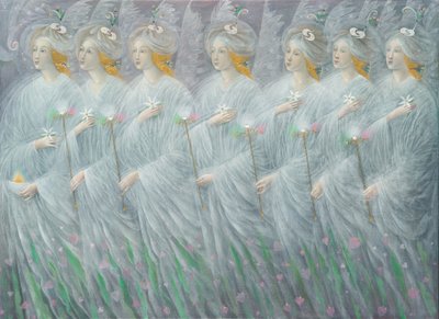 Objawienia wiosny (dyptyk), prawy panel, 2012 (olej na belgijskim płótnie) autorstwa Annael Anelia Pavlova