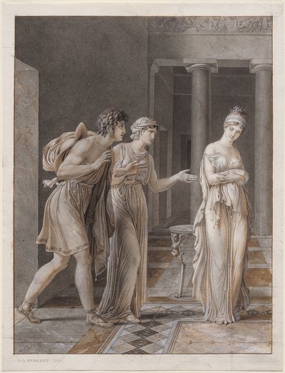Spotkanie Orestesa i Hermiony autorstwa Anne-Louis Girodet de Roucy-Trioson