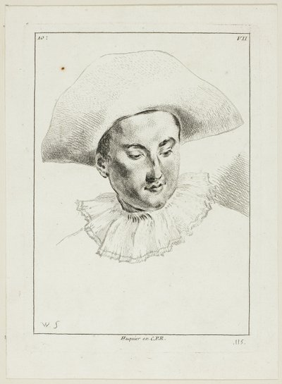 Głowa mężczyzny (z kapeluszem i kryzą) autorstwa Anne Claude Philippe Caylus