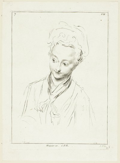 Głowa kobiety (obrócona w prawo) autorstwa Anne Claude Philippe Caylus