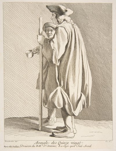 Ślepiec ze szpitala Quinze-Vingts, 1738. autorstwa Anne Claude Philippe de Caylus