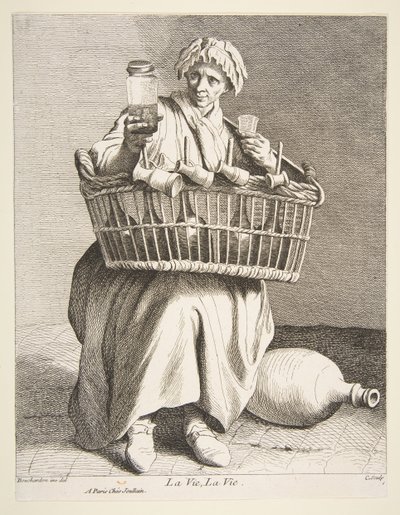 Sprzedawca brandy, 1737. autorstwa Anne Claude Philippe de Caylus