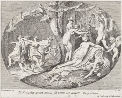 Idź Nimfy, które składają ramiona, Miłość odpoczywa!, 1730-60. autorstwa Anne Claude Philippe de Caylus