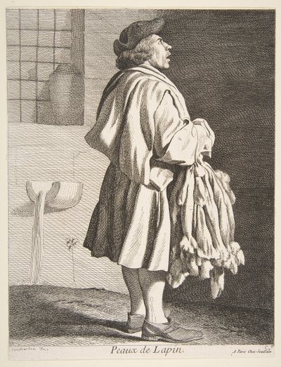 Handlarz skór królików, 1737. autorstwa Anne Claude Philippe de Caylus
